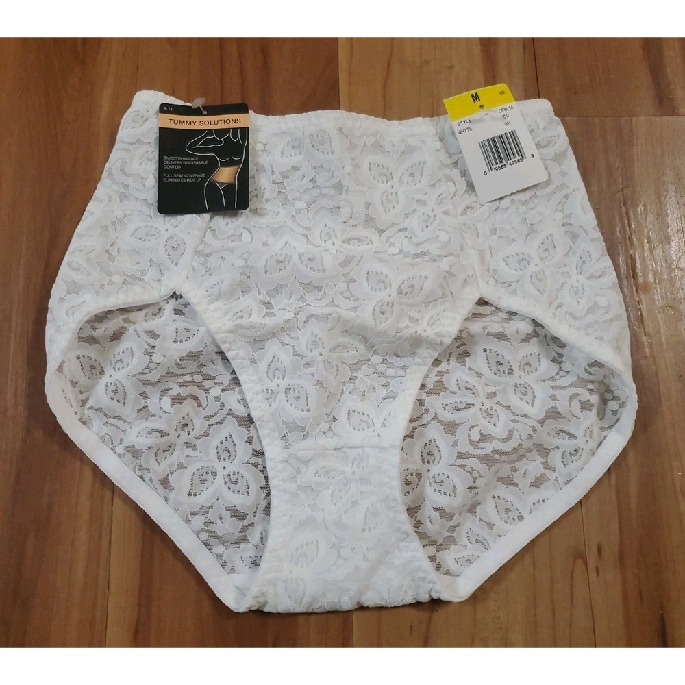 Bali Womens Lace N Smooth Brief Panty Power Shape-wear Firm Control Rose Size M